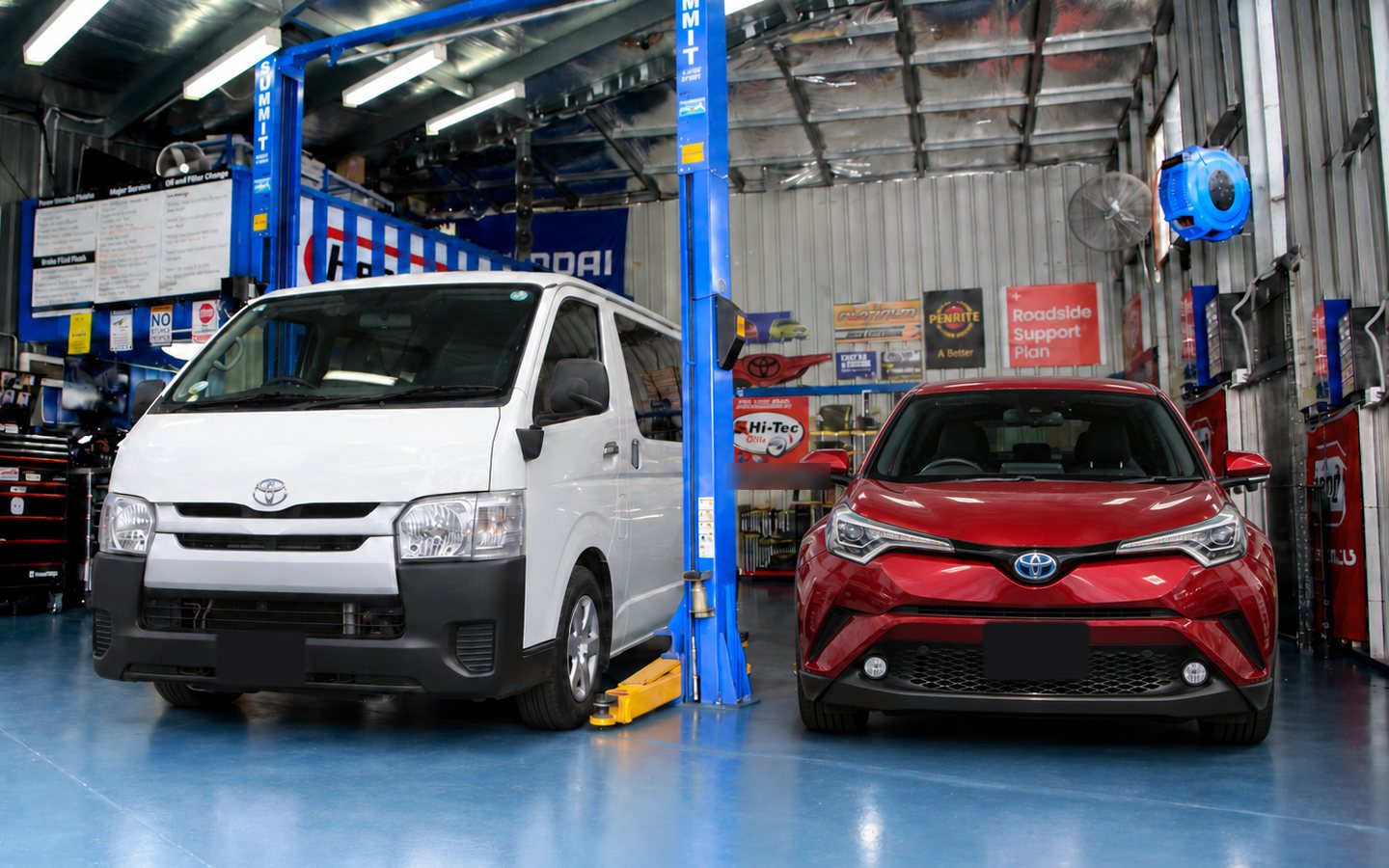 Imported Toyota Hiace and Toyota C-HR in the compliance workshop